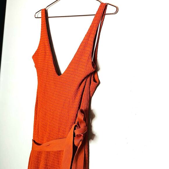 The Jetset Diaries Flowers on the Wall Rustic Orange Wrap Tie Dress Size Large - Picture 11 of 11